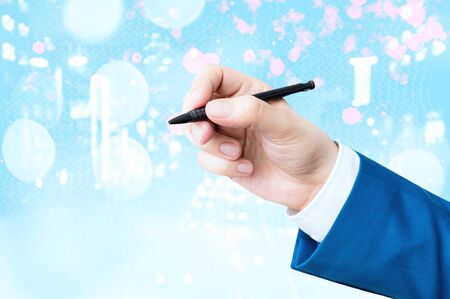 Touching Screen Digital Application Marking Important Details In Business.の写真素材