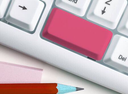 Pc Keyboard Key With Empty Note Paper Above Copy Space