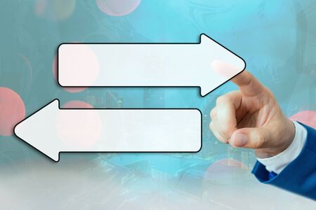 Competitiveness Symbol In Diverging Opposite Views Business Choice Concept