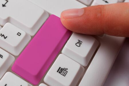 White Pc Keyboard With Empty Note Paper Above White Key Copy Space
