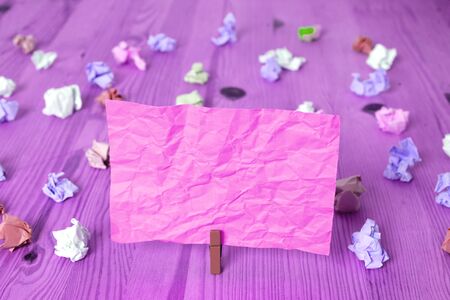 Colored Crumpled Rectangle Shaped Reminder Paper Light Blue Background