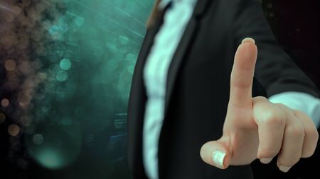 Touching Screen Digital Application Marking Important Details In Business.の写真素材