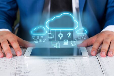 Futuristic Big Data Cloud Computing Diagram Network Storage Technology