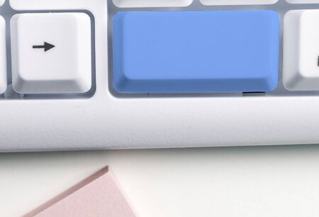 Pc Keyboard Key With Empty Note Paper Above Copy Space