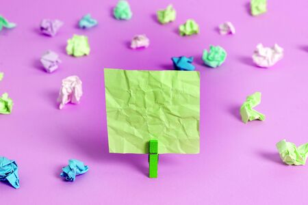 Colored Crumpled Rectangle Shaped Reminder Paper Light Blue Background