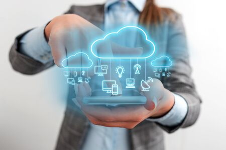 Futuristic Big Data Cloud Computing Diagram Network Storage Technology