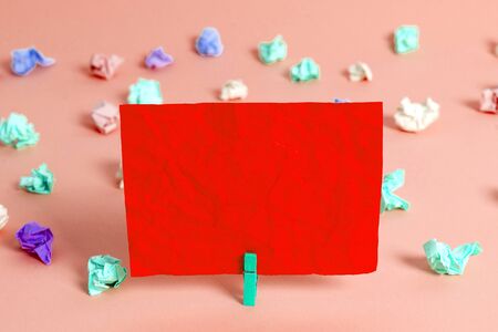 Colored Crumpled Rectangle Shaped Reminder Paper Light Blue Background