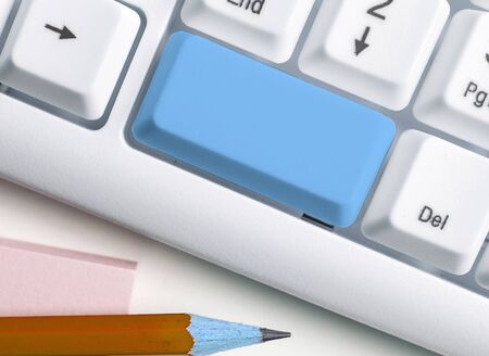 Pc Keyboard Key With Empty Note Paper Above Copy Space