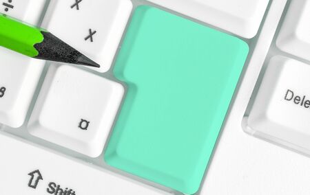 Pc Keyboard Key With Empty Note Paper Above Copy Space