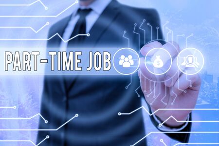 Handwriting text Part time Job. Conceptual photo employment marked by working less than 40 hours in a weekの写真素材