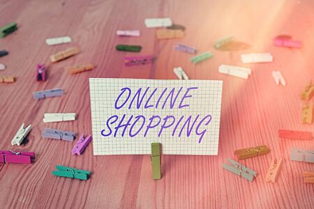 Handwriting text Online Shopping. Conceptual photo ecommerce which let the consumer buy goods using the Internetの写真素材