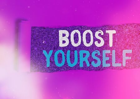 Handwriting text Boost Yourself. Conceptual photo delivering a lift up to someone making them energetic againの写真素材