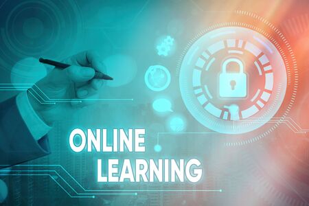 Word writing text Online Learning. Business photo showcasing taking a course that can be accessed over the Internetの写真素材