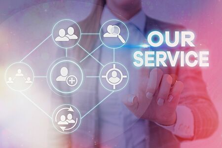 Word writing text Our Service. Business photo showcasing providing assistance to the public with a specific set of skillsの写真素材