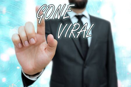 Writing note showing Gone Viral. Business concept for social media marketing content trending around the worldの写真素材