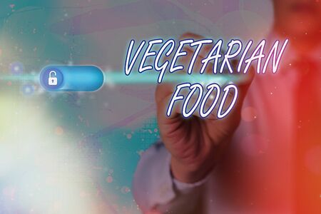 Writing note showing Vegetarian Food. Business concept for refers to the cuisine that fulfills a vegan s is conditionsの写真素材
