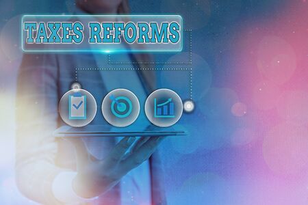 Text sign showing Taxes Reforms. Business photo text managing collected taxes in a more efficient processの写真素材