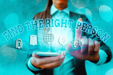 Word writing text Find The Right an individual. Business photo showcasing choosing perfect candidate for job or positionの写真素材