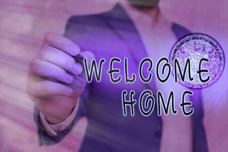 Writing note showing Welcome Home. Business concept for sweet, positive, motivational, and inspirational housewarming greetings