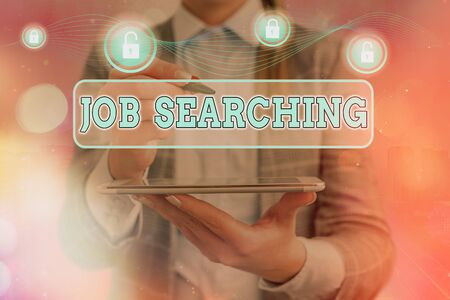 Word writing text Job Searching. Business photo showcasing listing the possible occupation that you are capable ofの写真素材