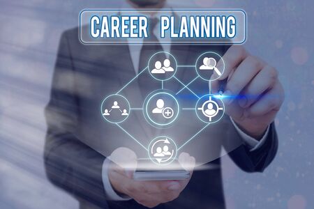 Word writing text Career Planning. Business photo showcasing stepwise planning of one s is possible professional careerの写真素材
