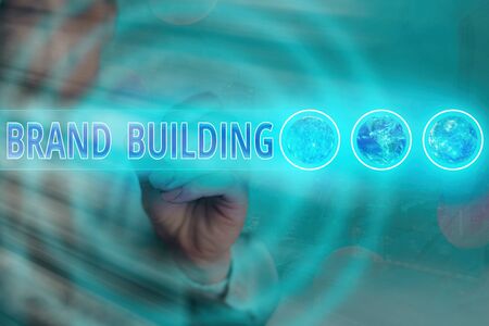 Word writing text Brand Building. Business photo showcasing boosting customer s is knowledge over a certain businessの写真素材