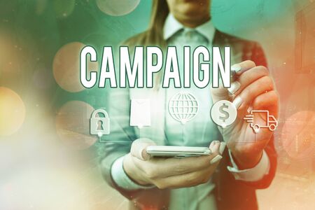 Handwriting text writing Campaign. Conceptual photo series of activities meant to produce a particular resultの写真素材