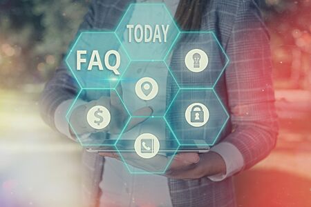 Text sign showing Faq. Business photo showcasing list of frequently asked questions and answers on a particular topicの写真素材