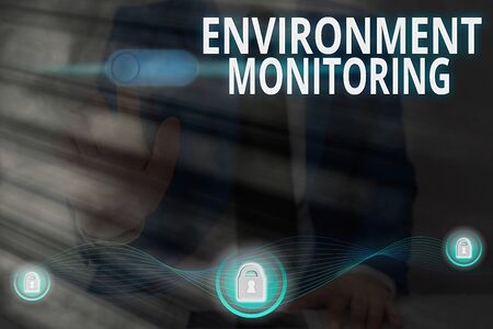 Handwriting text writing Environment Monitoring. Conceptual photo basis of production of natural impact assessmentsの写真素材