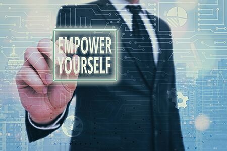 Word writing text Empower Yourself. Business photo showcasing giving you the power to take control of your own destinyの写真素材