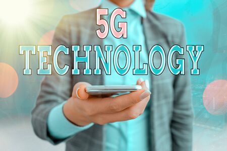 Conceptual hand writing showing 5G Technology. Concept meaning highspeed mobile Internet, new generation wireless system networksの写真素材