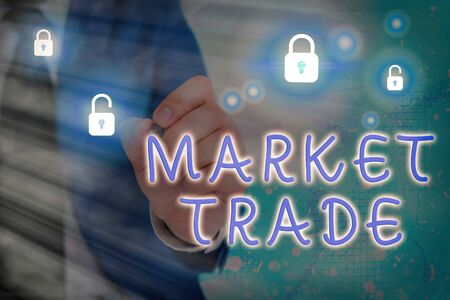 Text sign showing Market Trade. Business photo text forex trading graph of financial investment or Economic trends businessの写真素材