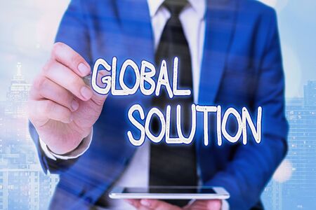 Word writing text Global Solution. Business photo showcasing prototypes that may resolve different international issuesの写真素材