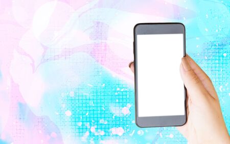 Modern Gadgets With White Display Screen Under Colorful Bokeh Background