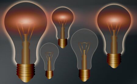 Realistic Colored Vintage Light Bulbs, Idea Sign Solution Thinking Concept.の写真素材