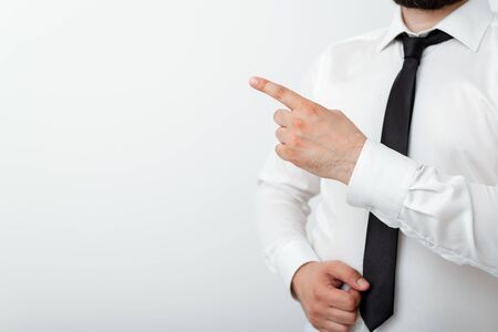 Model With Pointing Hand Finger Symbolizing Navigation Progress Growthの写真素材