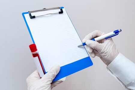 Laboratory Blood Test Sample Shown For Medical Diagnostic Analysis Resultの写真素材