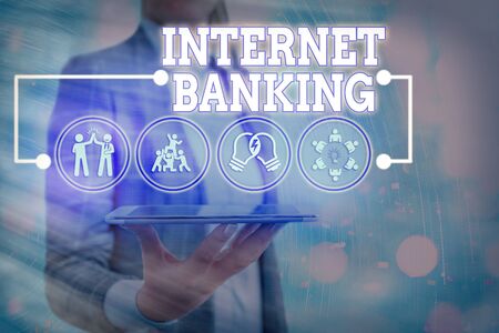 Text sign showing Internet Banking. Business photo text a method of investment which is conducted electronicallyの写真素材