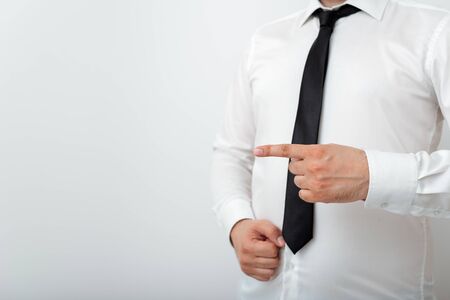 Model With Pointing Hand Finger Symbolizing Navigation Progress Growthの写真素材