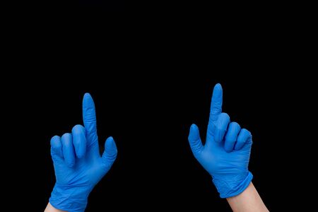 Displaying Empty Sticker Paper Accessories Smartphone With Medical Gloves Onの写真素材