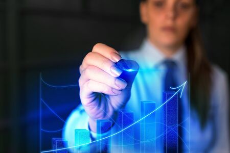 Ascending Growth Trends Movement Performance Financial Chart Status Reportの写真素材