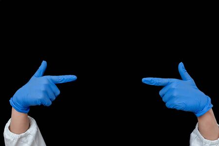 Displaying Empty Sticker Paper Accessories Smartphone With Medical Gloves Onの写真素材