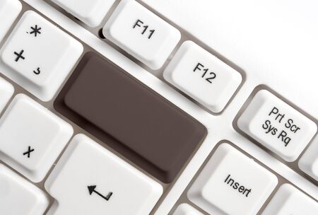 Different Colored Keyboard key With Accessories Arranged On Empty copy spaceの写真素材