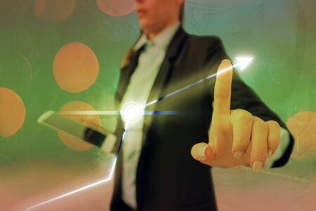 Arrow Symbol Going Upward Denoting Points Showing Significant Achievementの写真素材