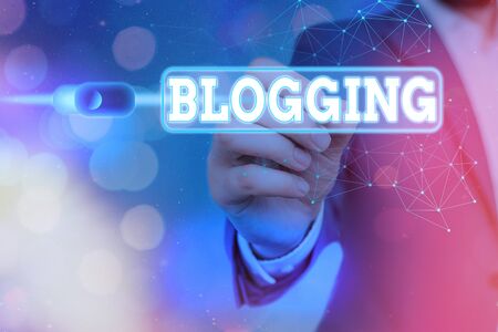 Word writing text Blogging. Business photo showcasing contains online an individualal reflections comments videos and photograph Graphics padlock for web data information security application systemの写真素材