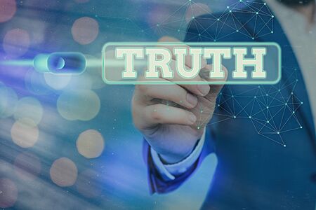 Word writing text Truth. Business photo showcasing used to mean being in accord with fact reality or fidelity to standard Graphics padlock for web data information security application systemの写真素材
