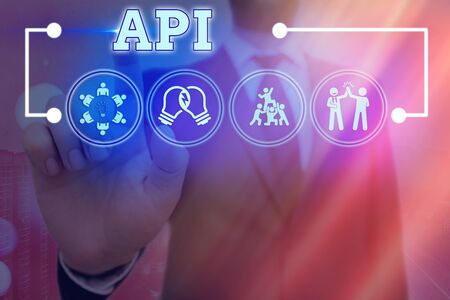 Handwriting text Api. Conceptual photo set of routines, protocols, and tools for building software...
