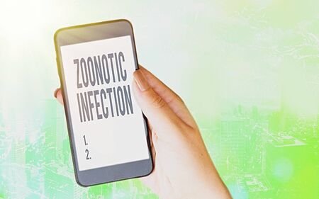 Conceptual hand writing showing Zoonotic Infection. Concept meaning communicable disease transmitted...