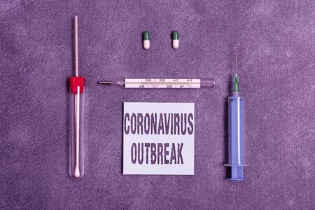 Handwriting text writing Coronavirus Outbreak. Conceptual photo infectious disease caused by newly...