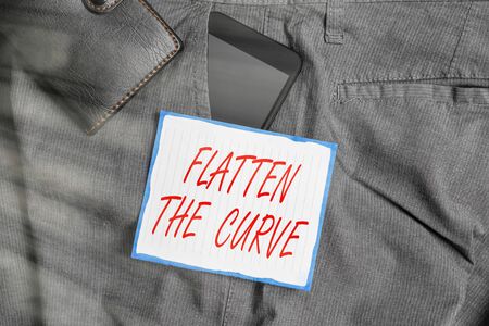 Text sign showing Flatten The Curve. Business photo showcasing raising an awareness on slowing the...